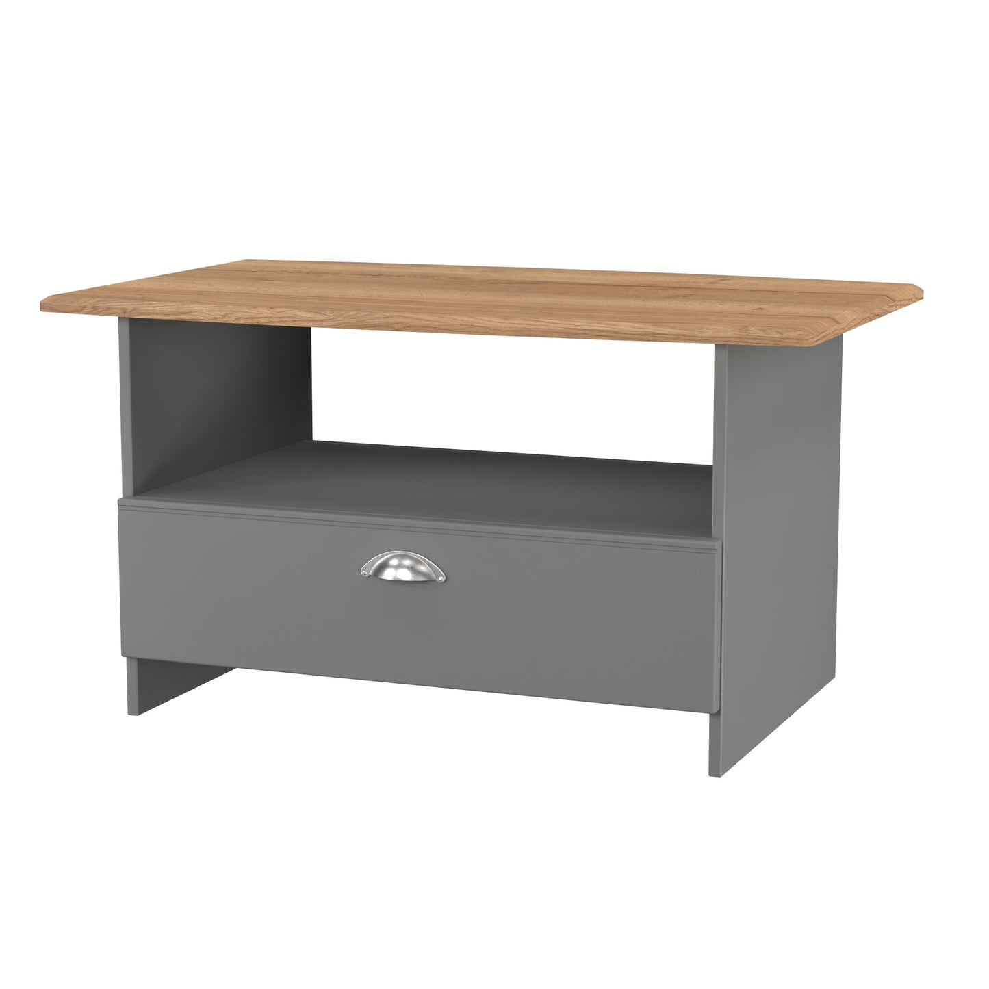 Victoria Coffee Table Grey & Light Oak 1 Shelf 1 Drawer 93cm