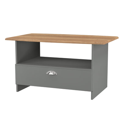 Victoria Coffee Table Grey & Light Oak 1 Shelf 1 Drawer 93cm