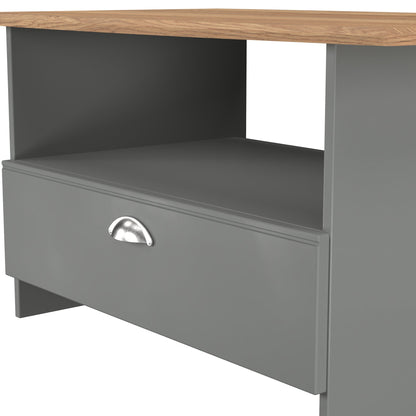Victoria Coffee Table Grey & Light Oak 1 Shelf 1 Drawer 93cm