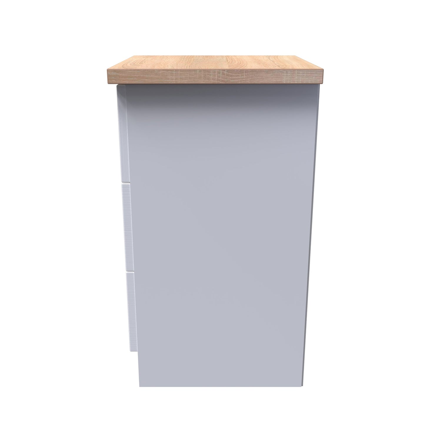 Vienna Bedside Table White & Light Oak 3 Drawers 37cm