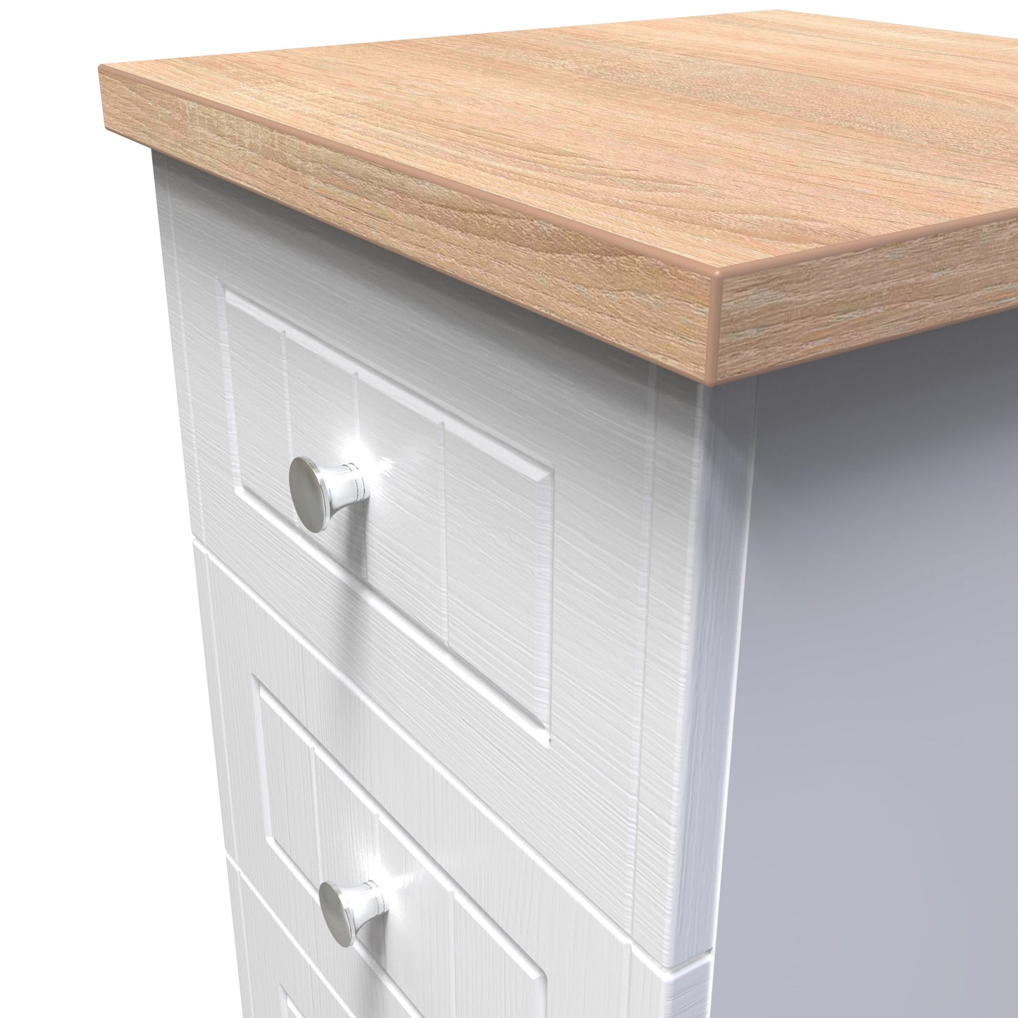Vienna Bedside Table White & Light Oak 3 Drawers 37cm