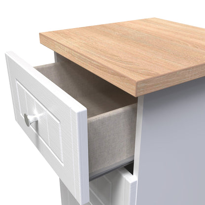 Vienna Bedside Table White & Light Oak 3 Drawers 37cm