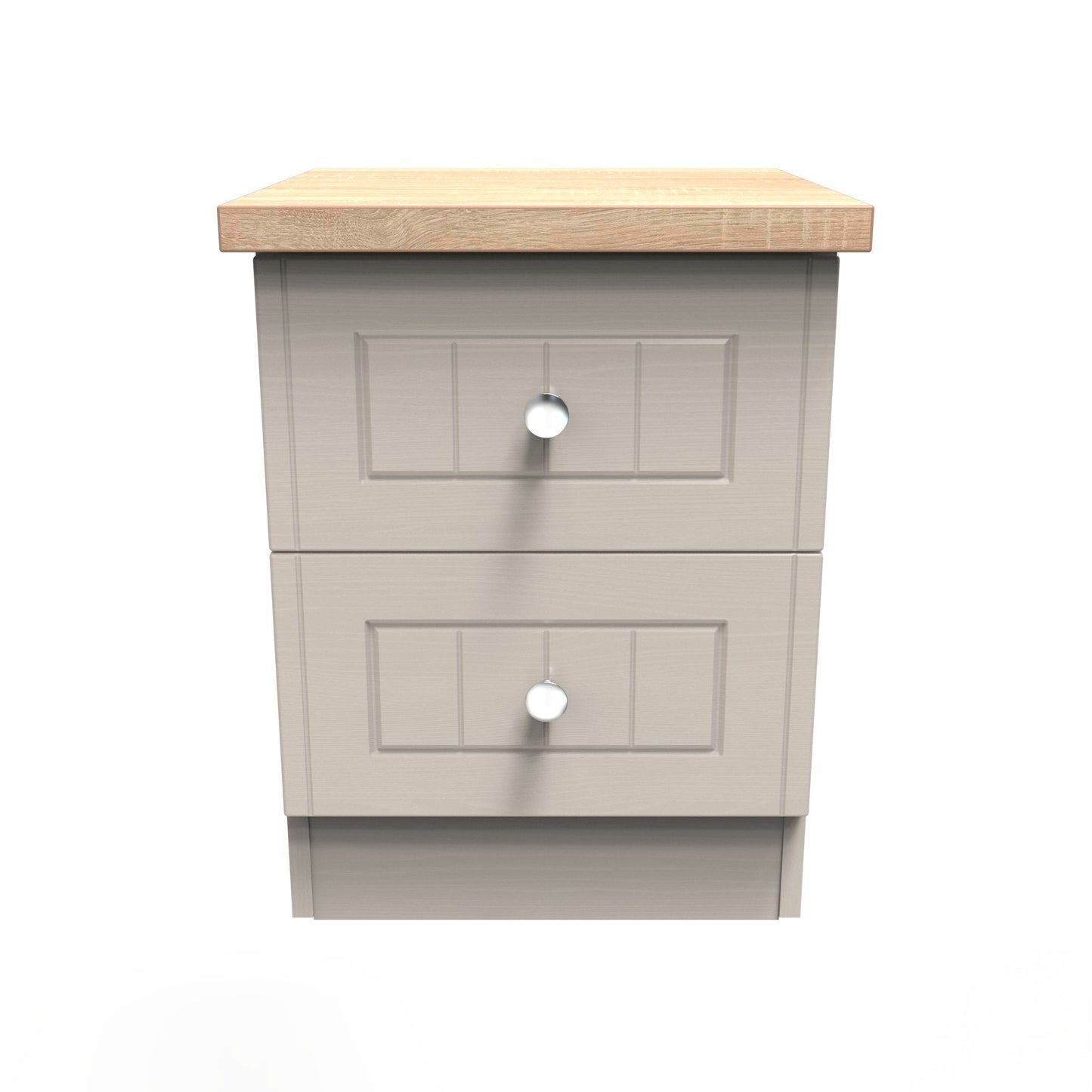 Vienna Bedside Table Off-white & Light Oak 2 Drawers 37cm