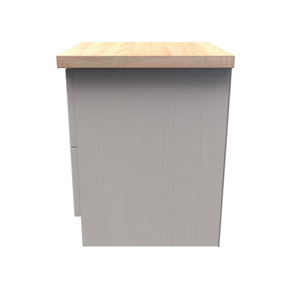 Vienna Bedside Table Off-white & Light Oak 2 Drawers 37cm