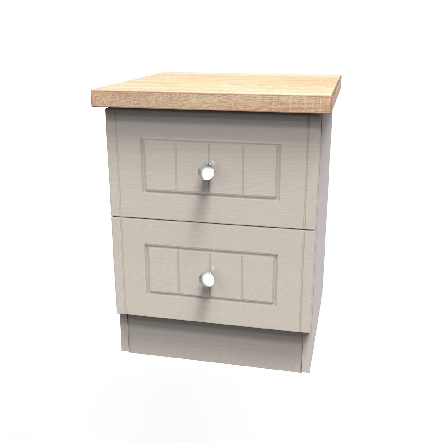 Vienna Bedside Table Off-white & Light Oak 2 Drawers 37cm