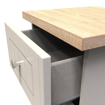 Vienna Bedside Table Off-white & Light Oak 2 Drawers 37cm