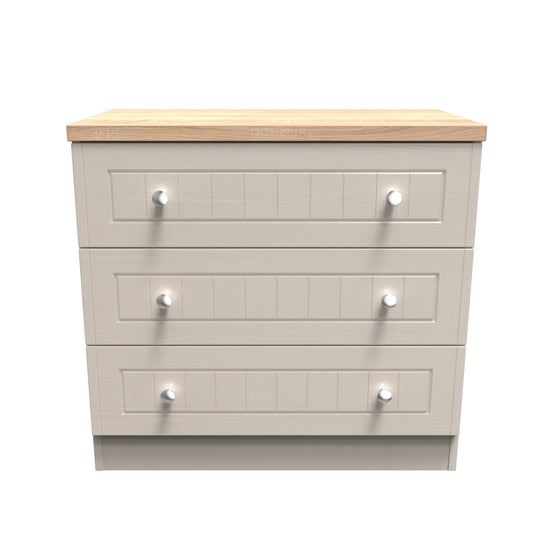 Vienna Chest of Drawers Off-white & Light Oak 3 Drawers 74cm