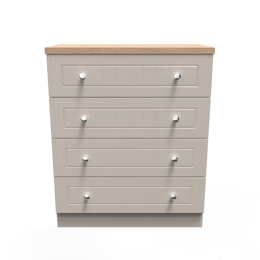 Vienna Chest of Drawers Off-white & Light Oak 4 Drawers 74cm