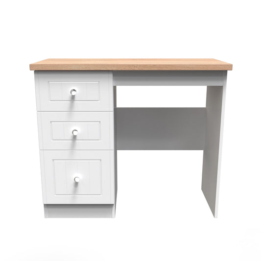 Vienna Desk White & Light Oak 3 Drawers 90cm