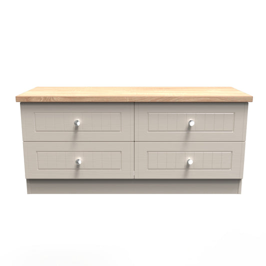 Vienna Large Chest of Drawers Off-white & Light Oak 4 Drawers 110cm