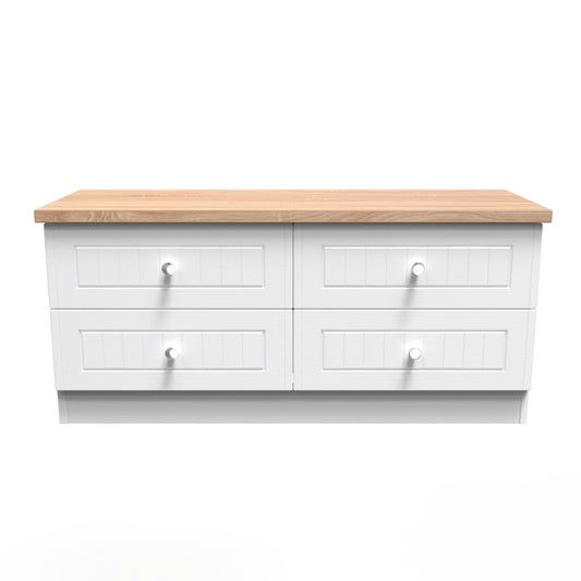 Vienna Large Chest of Drawers White & Light Oak 4 Drawers 110cm