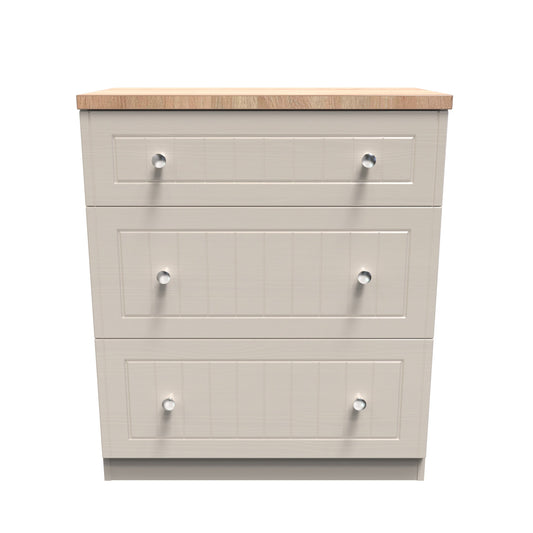 Vienna Chest of Drawers Off-white & Light Oak 3 Drawers 39cm