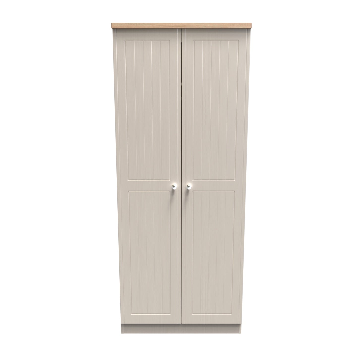 Vienna Tall Wardrobe Off-white & Light Oak 2 Doors 1 Shelf 74cm