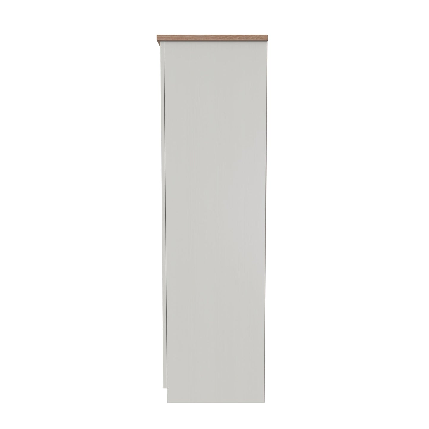Vienna Tall Mirror Wardrobe Off-white & Light Oak 1 Shelf 111cm