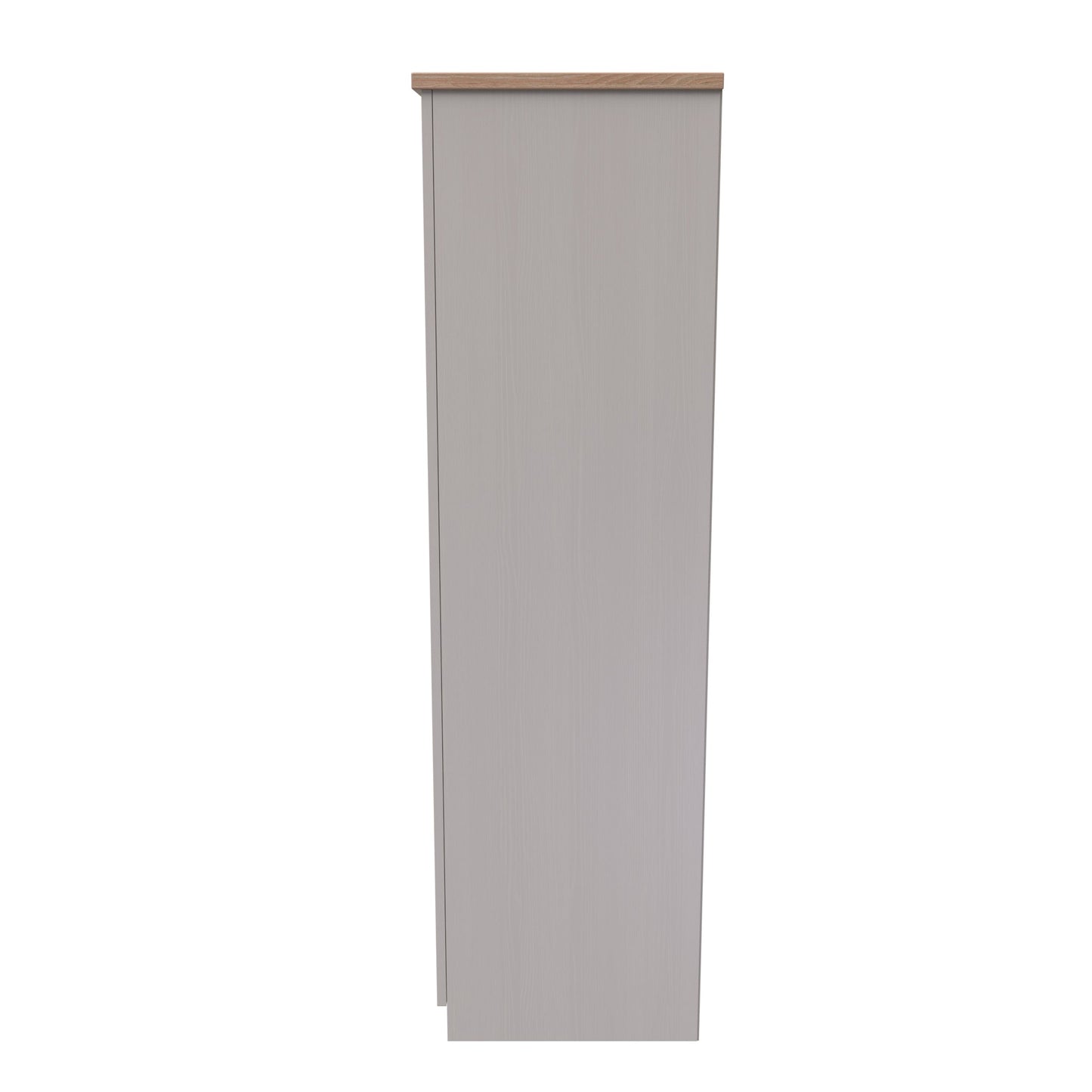 Vienna Tall Mirror Wardrobe Off-white & Light Oak 1 Shelf 111cm