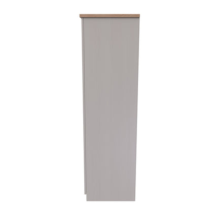 Vienna Tall Mirror Wardrobe Off-white & Light Oak 1 Shelf 111cm