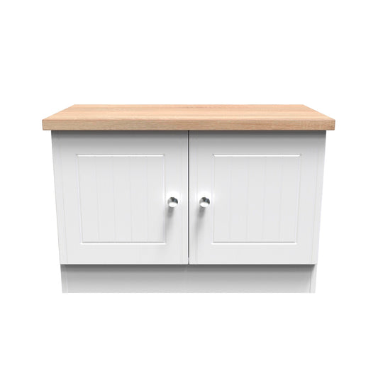 Vienna TV Unit White & Light Oak 2 Doors 74cm