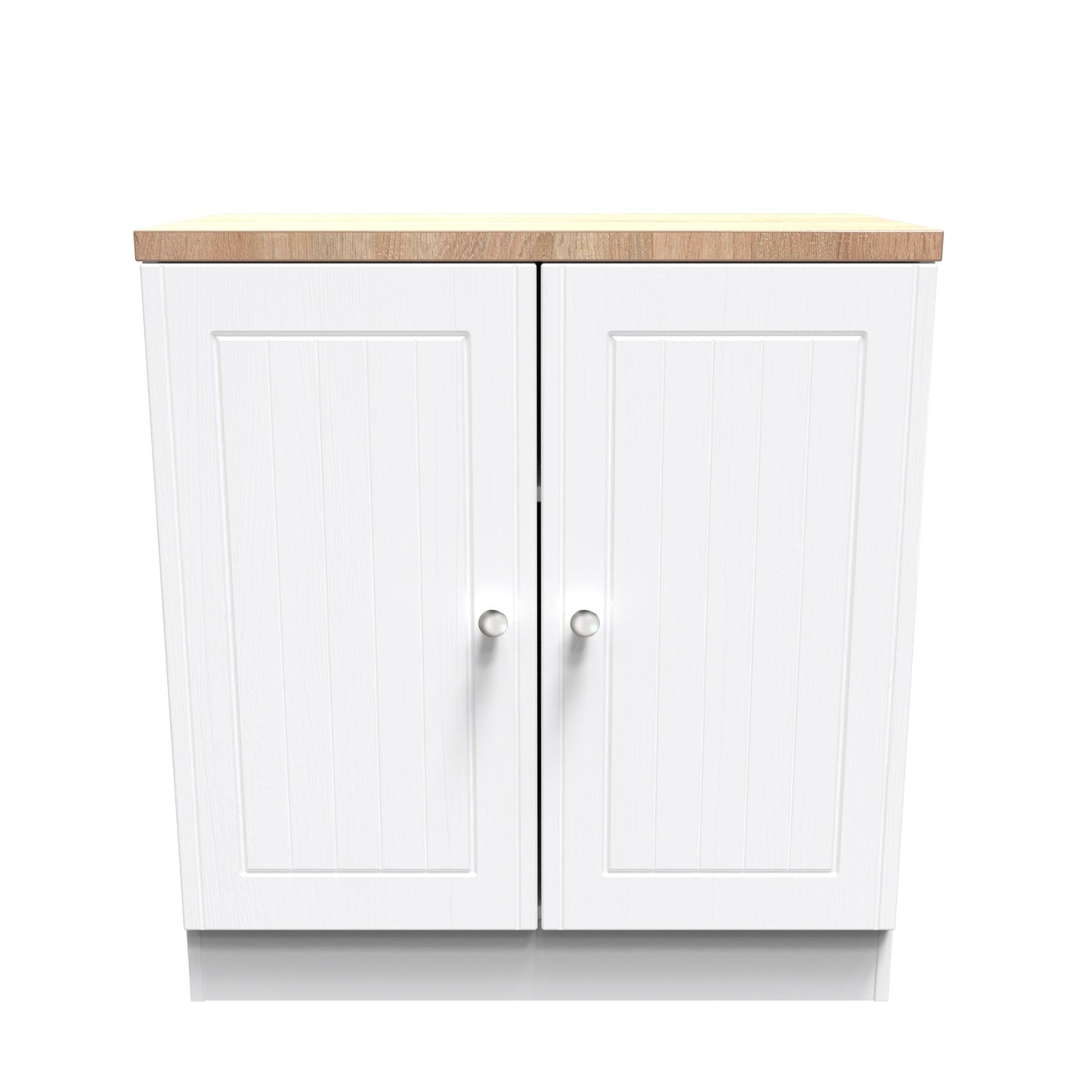 Vienna Cabinet White & Light Oak 2 Doors 1 Shelf 74cm