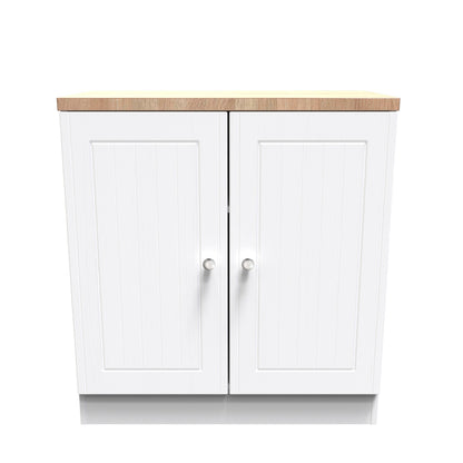 Vienna Cabinet White & Light Oak 2 Doors 1 Shelf 74cm