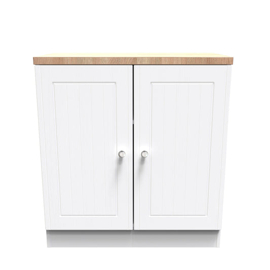 Vienna Cabinet White & Light Oak 2 Doors 1 Shelf 74cm