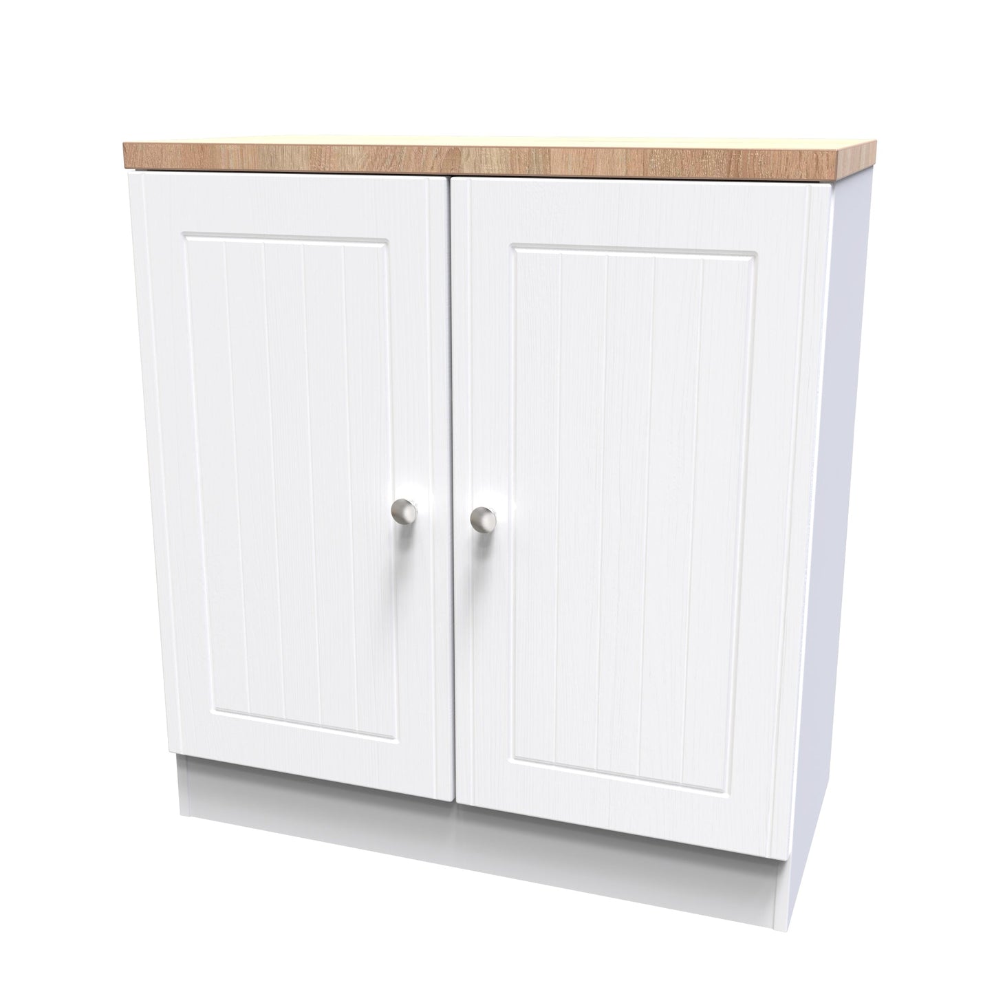 Vienna Cabinet White & Light Oak 2 Doors 1 Shelf 74cm