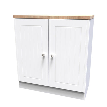 Vienna Cabinet White & Light Oak 2 Doors 1 Shelf 74cm