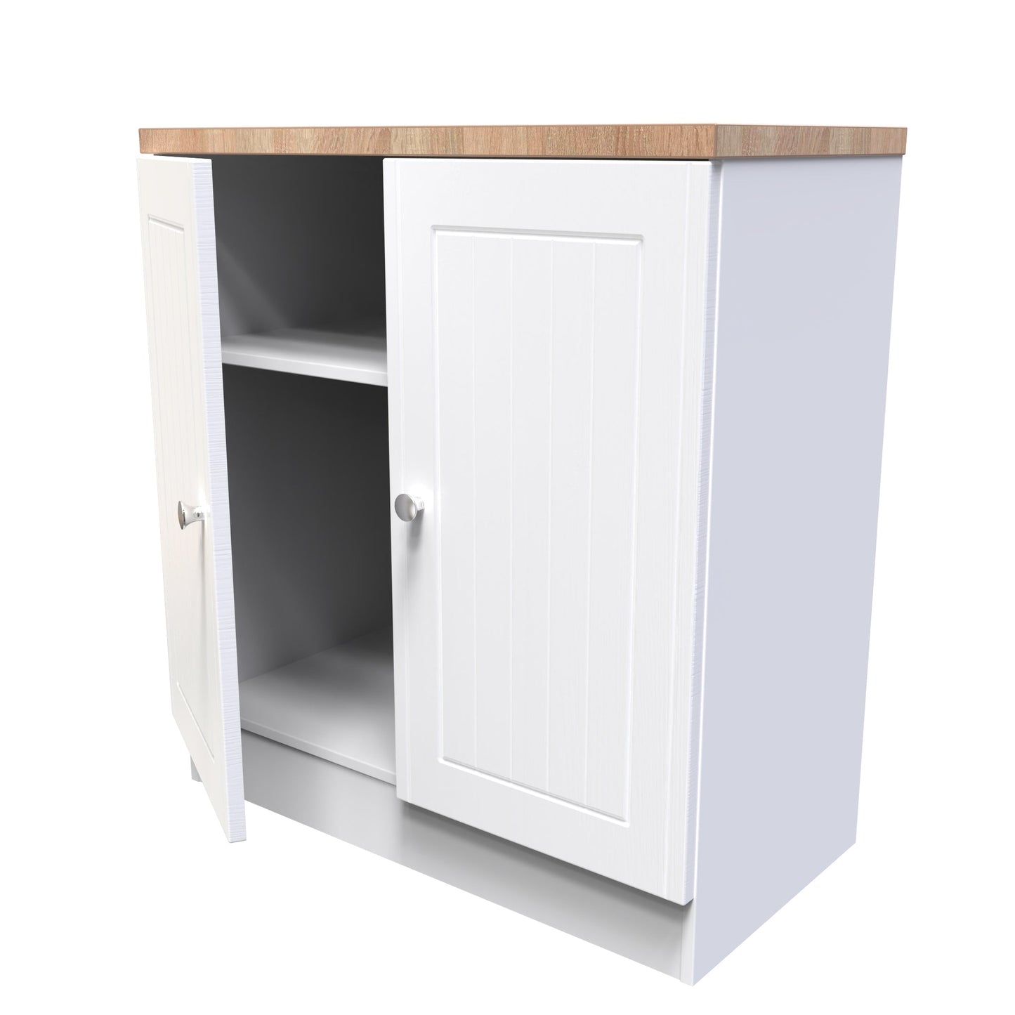 Vienna Cabinet White & Light Oak 2 Doors 1 Shelf 74cm