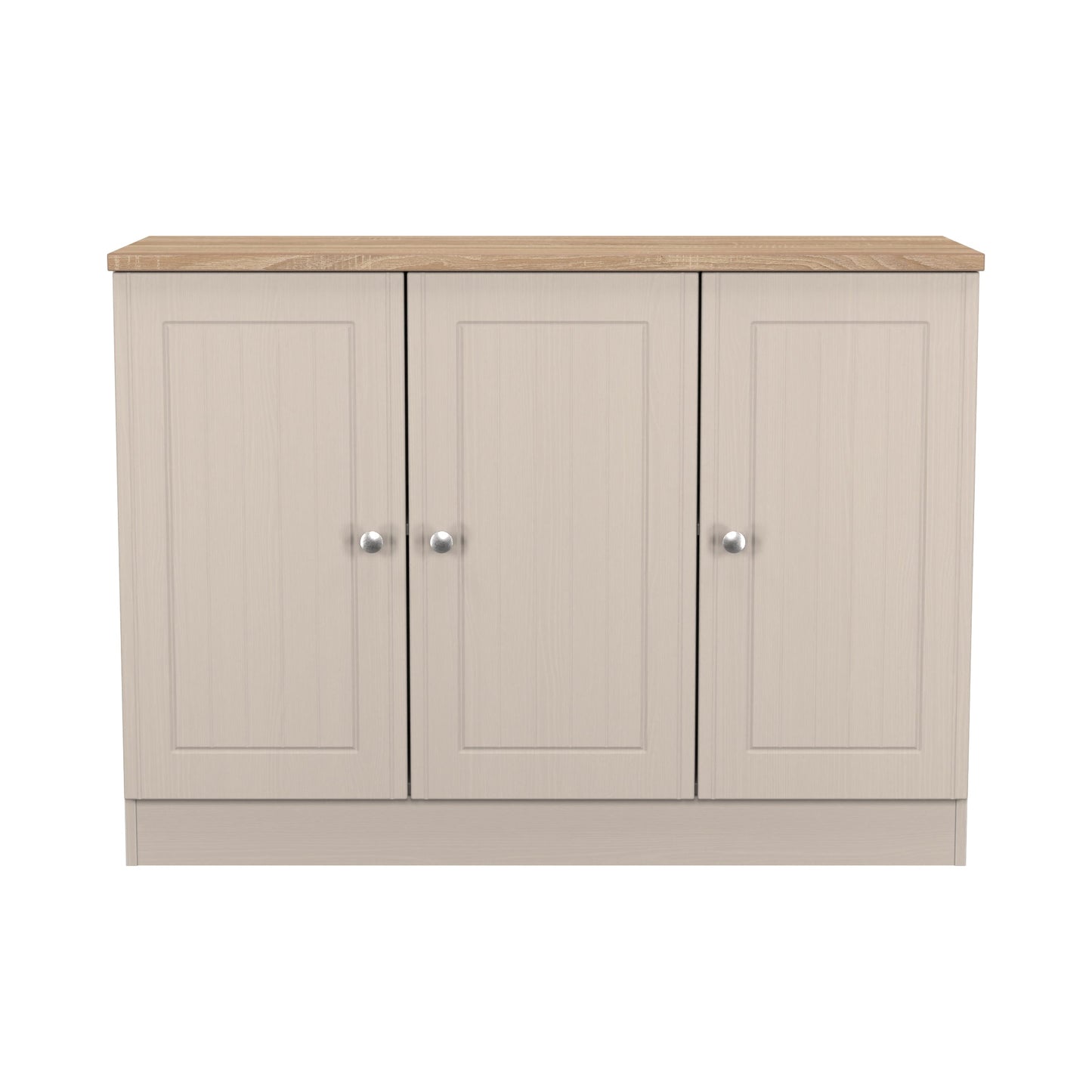 Vienna Large Sideboard Off-white & Light Oak 3 Doors 1 Shelf 110cm