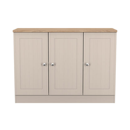 Vienna Large Sideboard Off-white & Light Oak 3 Doors 1 Shelf 110cm
