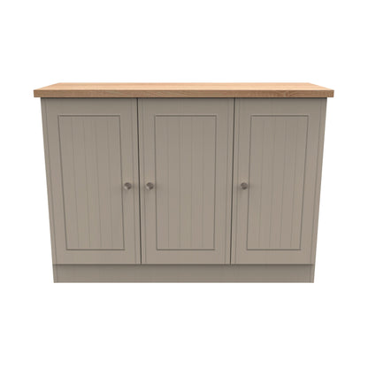 Vienna Large Sideboard Off-white & Light Oak 3 Doors 1 Shelf 110cm