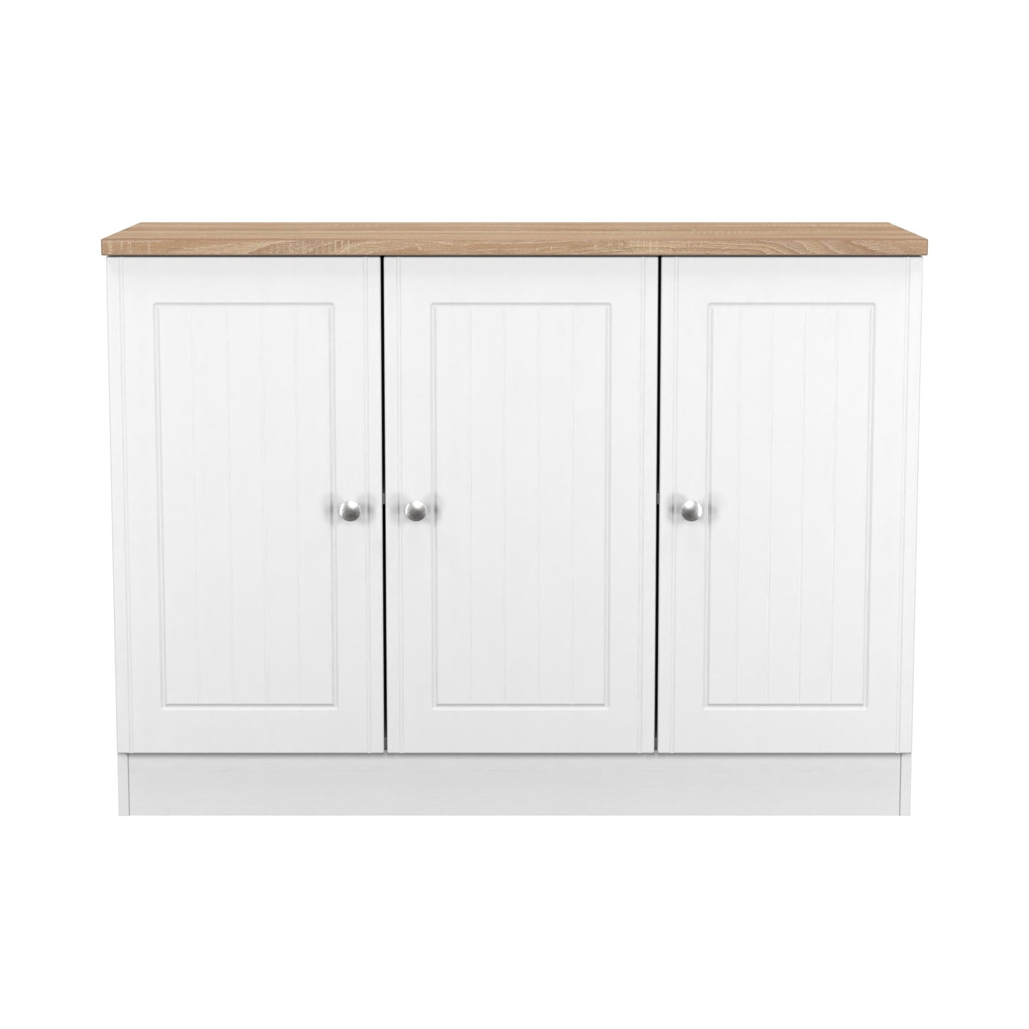 Vienna Large Sideboard White & Light Oak 3 Doors 1 Shelf 110cm