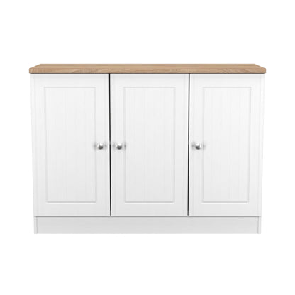 Vienna Large Sideboard White & Light Oak 3 Doors 1 Shelf 110cm