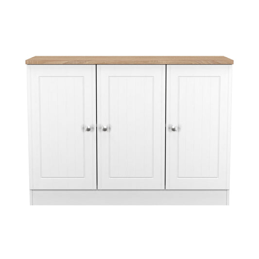 Vienna Large Sideboard White & Light Oak 3 Doors 1 Shelf 110cm