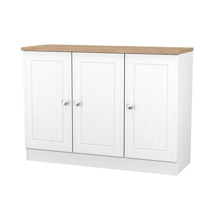 Vienna Large Sideboard White & Light Oak 3 Doors 1 Shelf 110cm
