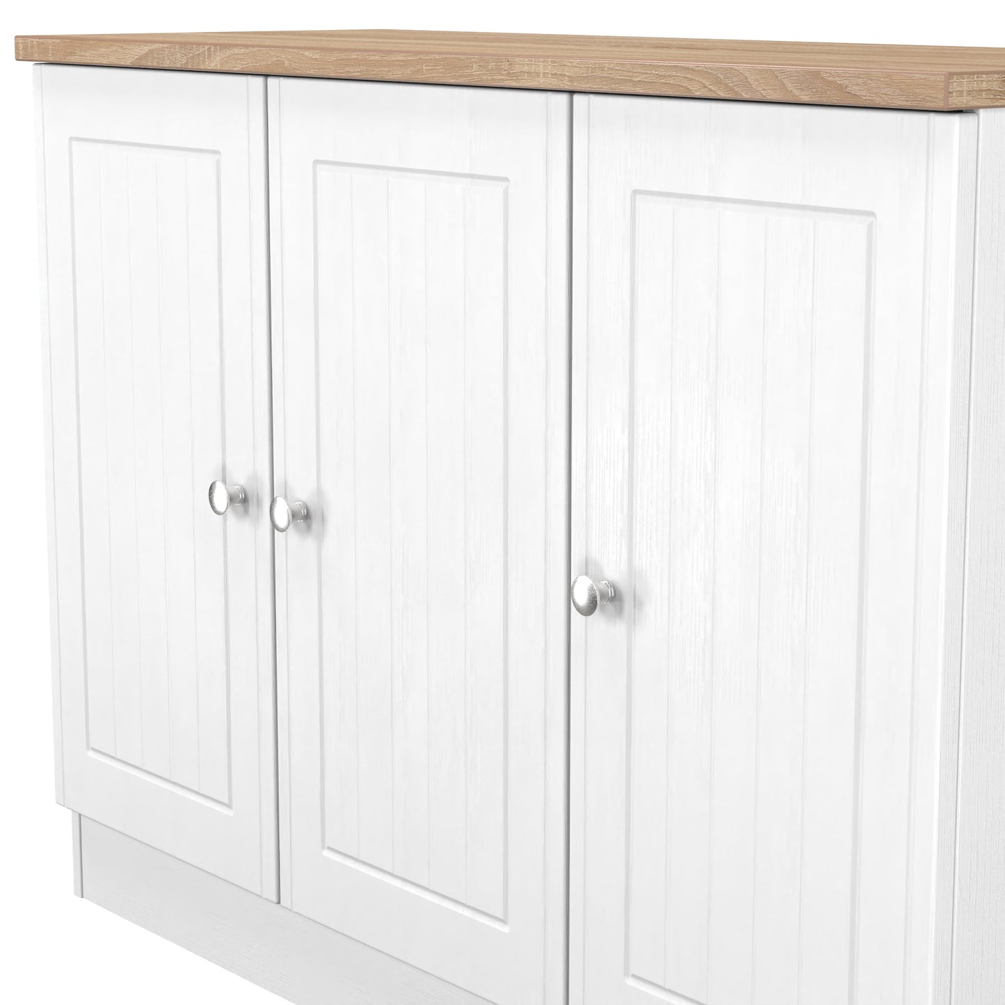 Vienna Large Sideboard White & Light Oak 3 Doors 1 Shelf 110cm