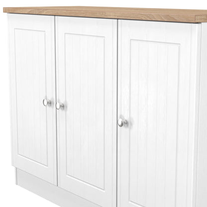 Vienna Large Sideboard White & Light Oak 3 Doors 1 Shelf 110cm