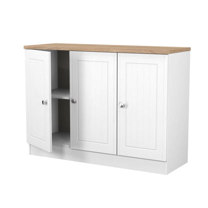 Vienna Large Sideboard White & Light Oak 3 Doors 1 Shelf 110cm