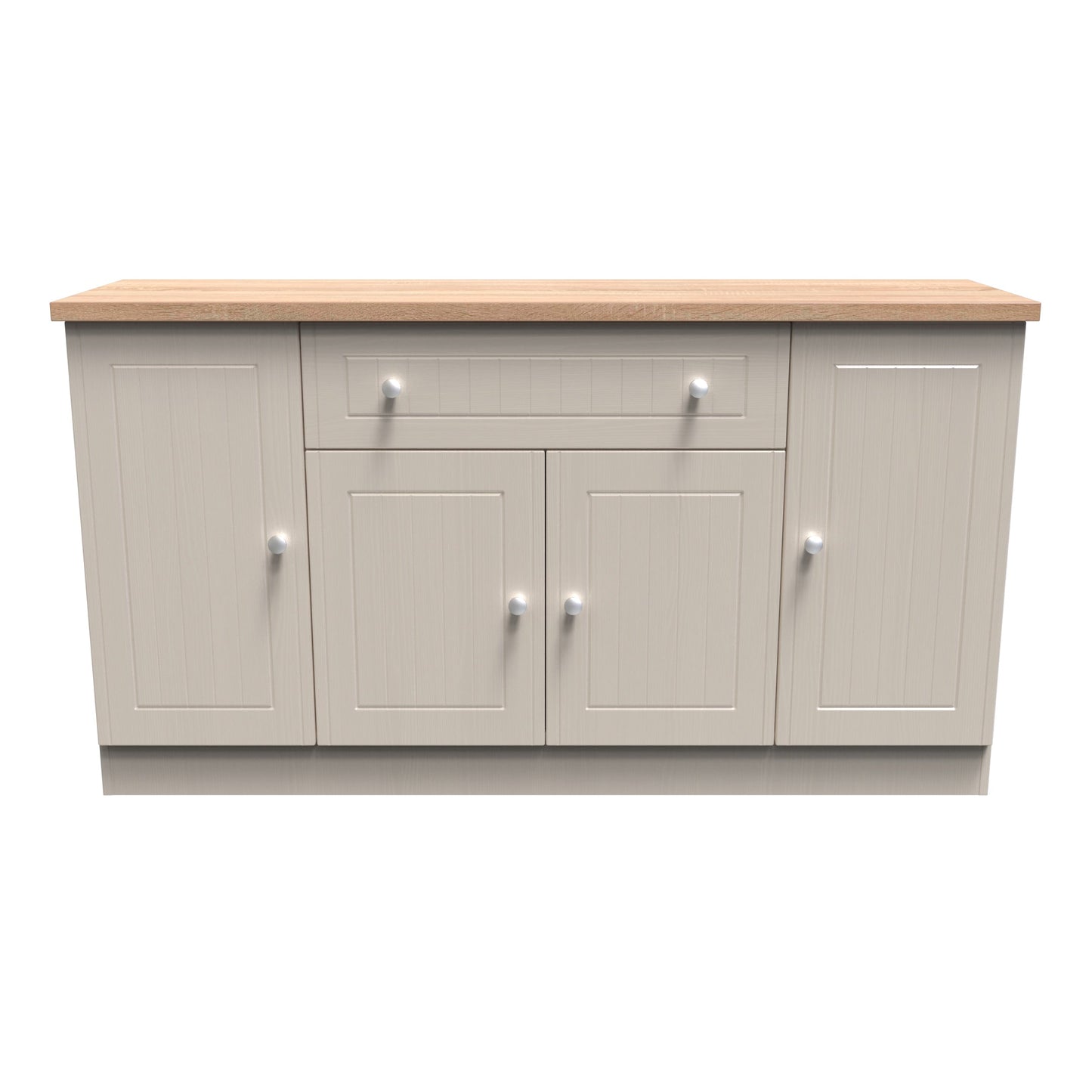 Vienna Large Sideboard Off-white & Light Oak 4 Doors 2 Shelves 1 Drawer 144cm