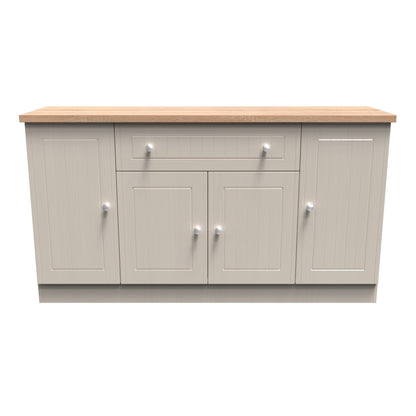 Vienna Large Sideboard Off-white & Light Oak 4 Doors 2 Shelves 1 Drawer 144cm