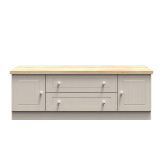 Vienna TV Unit Off-white & Light Oak 2 Drawers 2 Doors 144cm