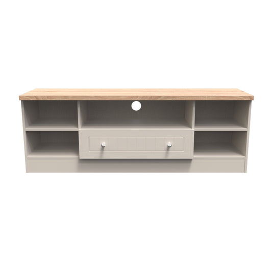 Vienna TV Unit Off-white & Light Oak 5 Shelves 1 Drawer 39cm