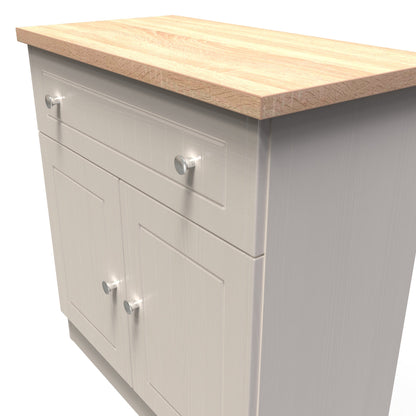 Vienna Sideboard Off-white & Light Oak 2 Doors 1 Drawer 74cm