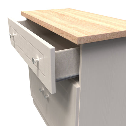 Vienna Sideboard Off-white & Light Oak 2 Doors 1 Drawer 74cm