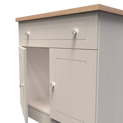 Vienna Sideboard Off-white & Light Oak 2 Doors 1 Drawer 74cm