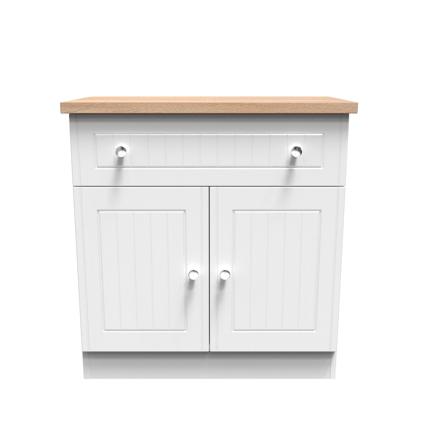 Vienna Sideboard White & Light Oak 2 Doors 1 Drawer 74cm