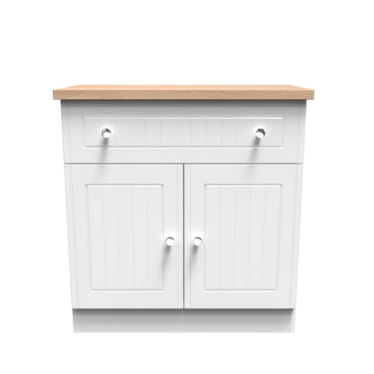 Vienna Sideboard White & Light Oak 2 Doors 1 Drawer 74cm