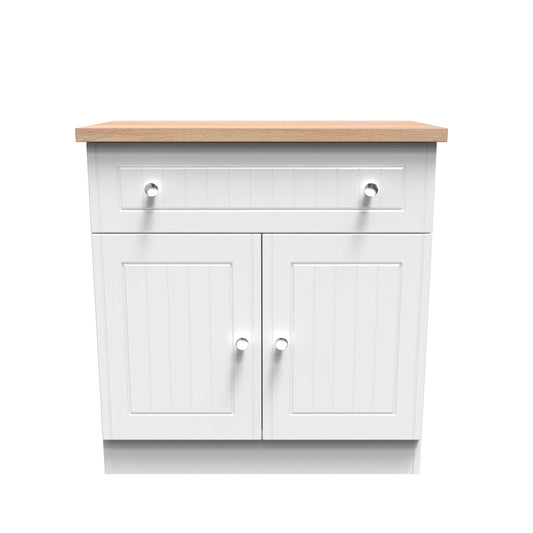 Vienna Sideboard White & Light Oak 2 Doors 1 Drawer 74cm