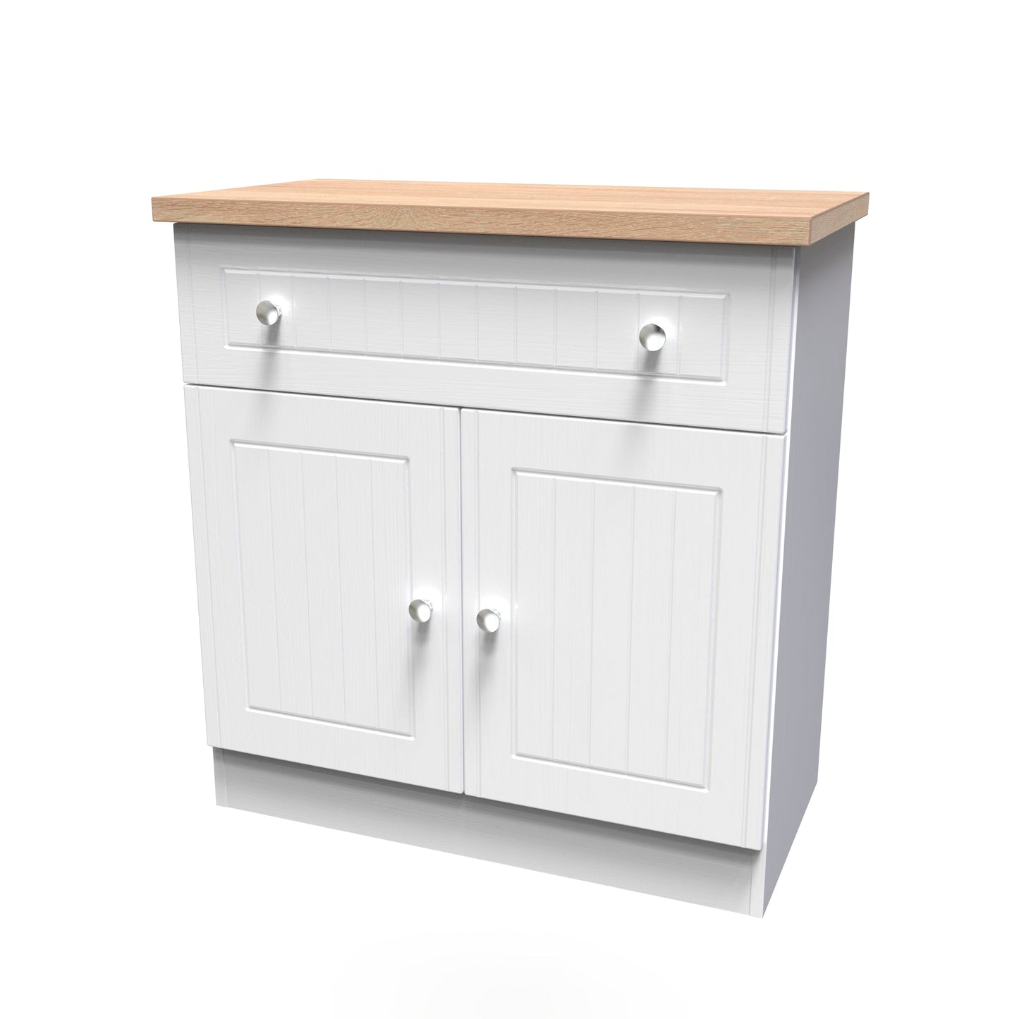 Vienna Sideboard White & Light Oak 2 Doors 1 Drawer 74cm