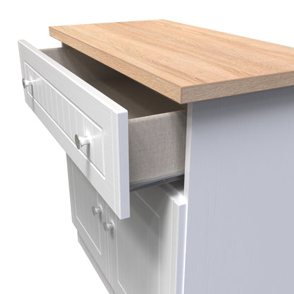 Vienna Sideboard White & Light Oak 2 Doors 1 Drawer 74cm