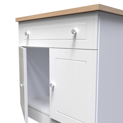 Vienna Sideboard White & Light Oak 2 Doors 1 Drawer 74cm
